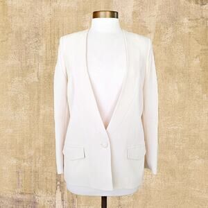 HOSS Intropia Marfil Ivory Collarless Blazer Jacket Size 38 / 6 Minimalist